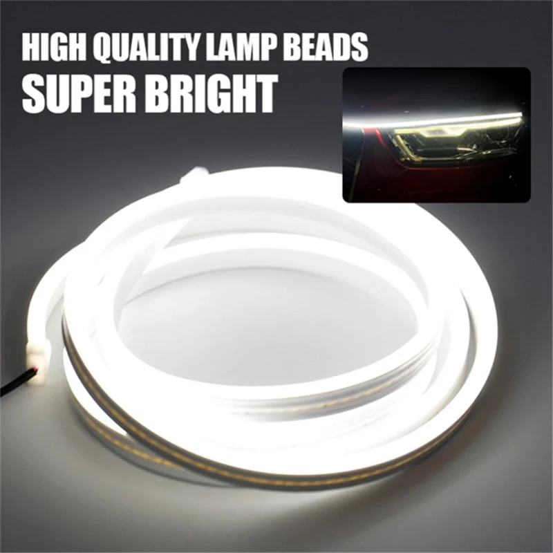 2m Car Hood Decorative DRL Light Strip PVC Silicone Flexible Waterproof Light Strip - Ice Blue