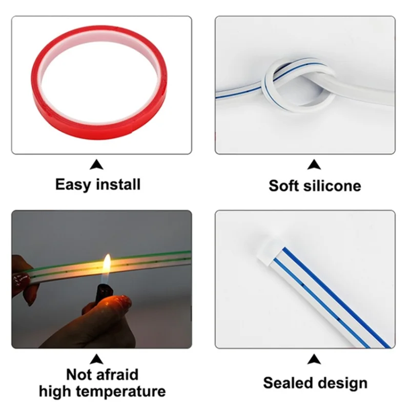 2m Car Hood Decorative DRL Light Strip PVC Silicone Flexible Waterproof Light Strip - Ice Blue