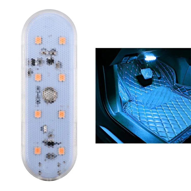 Sensor USB Charging 8-LED Single Color Car Ambient Light - Ice Blue