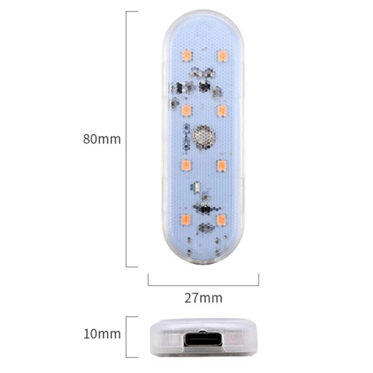 Sensor USB Charging 8-LED Single Color Car Ambient Light - Ice Blue
