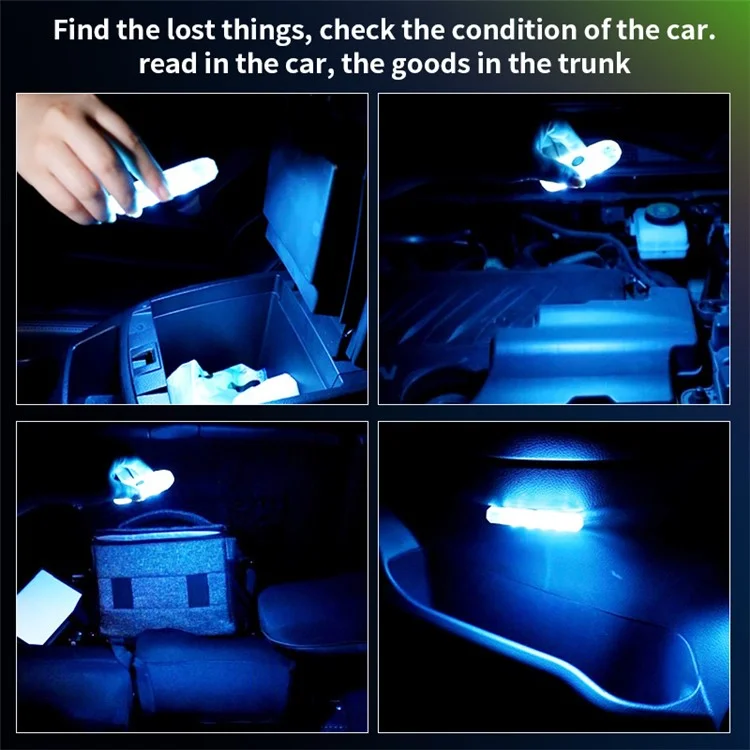 MS033 Single-Color USB Wireless Touch-Controlled Car Ambient Light - Blue