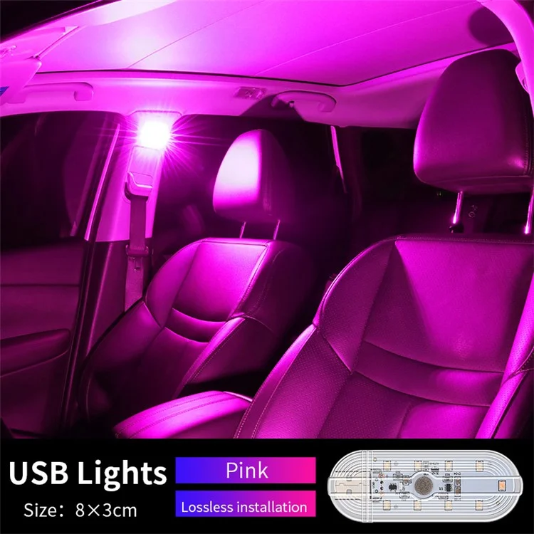 MS033 Single-Color USB Wireless Touch-Controlled Car Ambient Light - Pink Purple