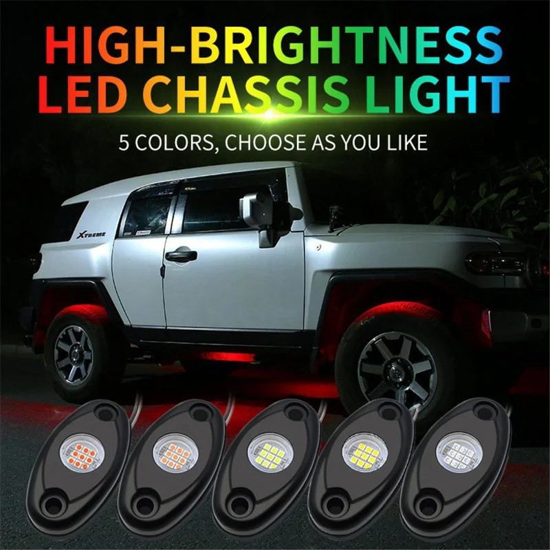 MKS2226 Car Chassis LED Light Aluminum Alloy Off-road Car Front Grille Lamp Waterproof Atmosphere Light - Red Light