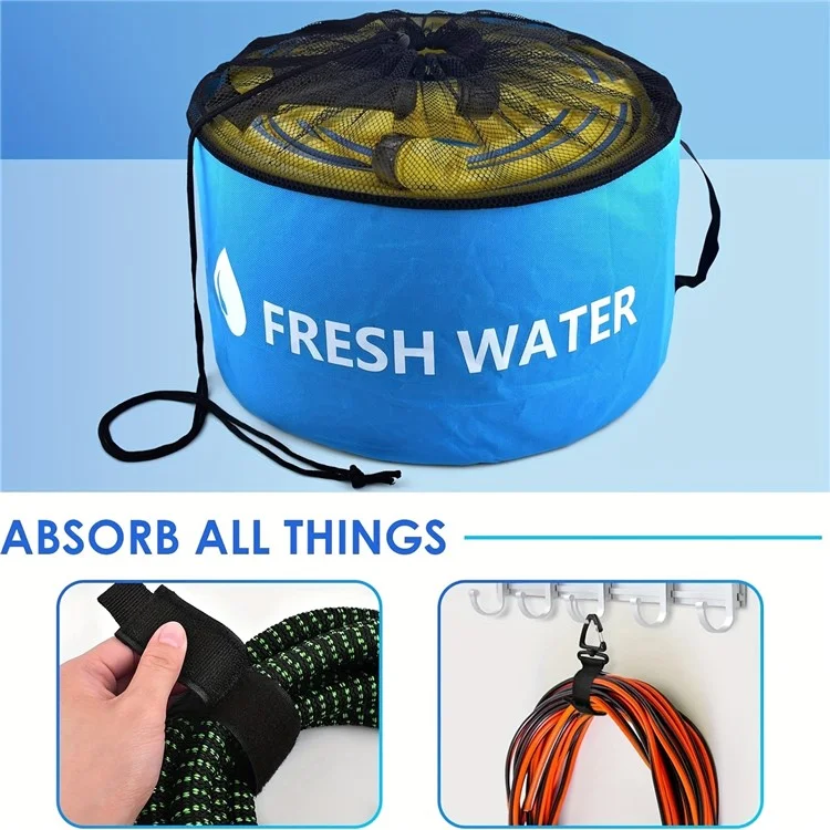 Bolsa de Armazenamento de Mangueira de Água RV Organizador de Tubos de Esgoto 600D Oxford Cloth Wire Cable Storage Bag - Azul