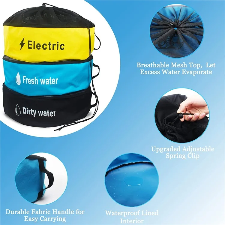 Bolsa de Armazenamento de Mangueira de Água RV Organizador de Tubos de Esgoto 600D Oxford Cloth Wire Cable Storage Bag - Azul