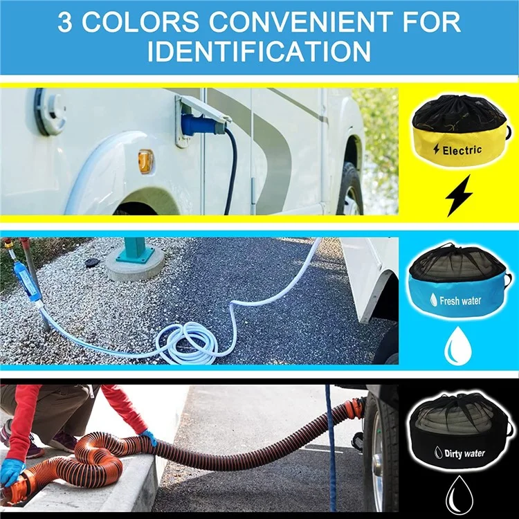 Bolsa de Armazenamento de Mangueira de Água RV Organizador de Tubos de Esgoto 600D Oxford Cloth Wire Cable Storage Bag - Azul