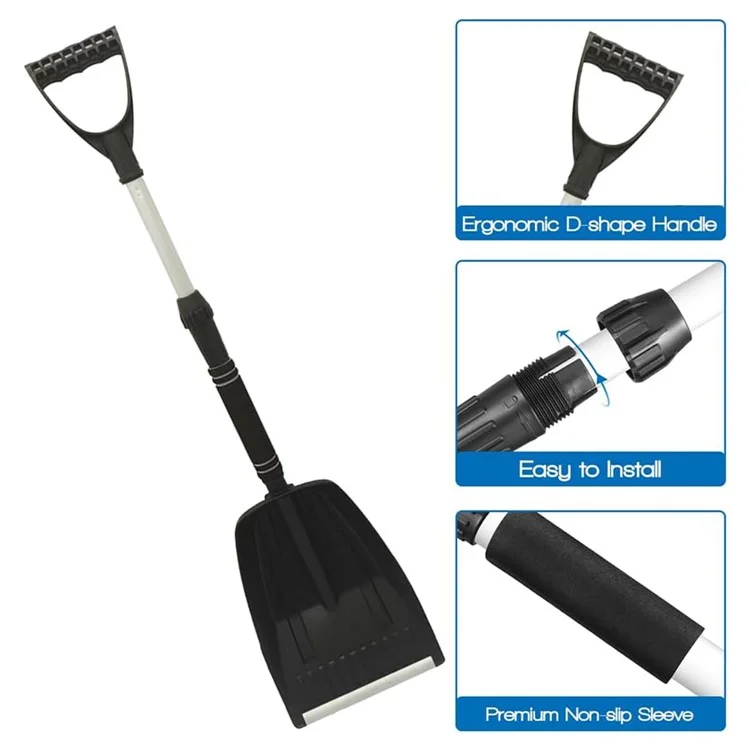 Extendível Carro Destacável Plástico Para pá de Neve + Ferramenta de Remoção de Gelo de Neve de Inverno de Alumínio