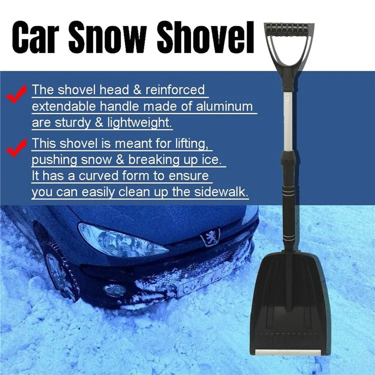 Extendível Carro Destacável Plástico Para pá de Neve + Ferramenta de Remoção de Gelo de Neve de Inverno de Alumínio