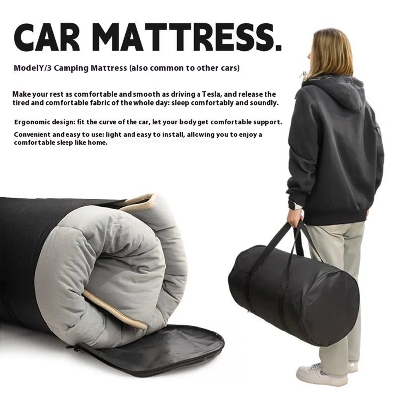 125 x 185.5cm For Tesla Model 3  /  Model Y Car Mattress Foldable Sleeping Mat for Outdoor Travel Self Driving