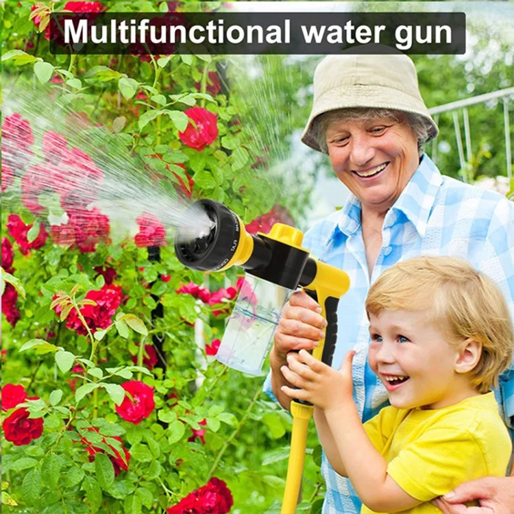 Pistola de água multifuncional de 100 ml, com líquido pressurizado, para lavar carros e regar jardins - Amarelo