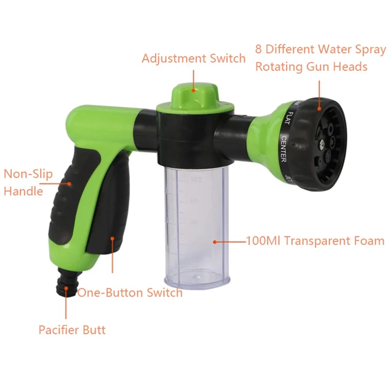 100ml Multi-Functional Water Gun Liquid-Filled High-Pressure Hand Sprayer for Washing Car Watering Lawn - Black
