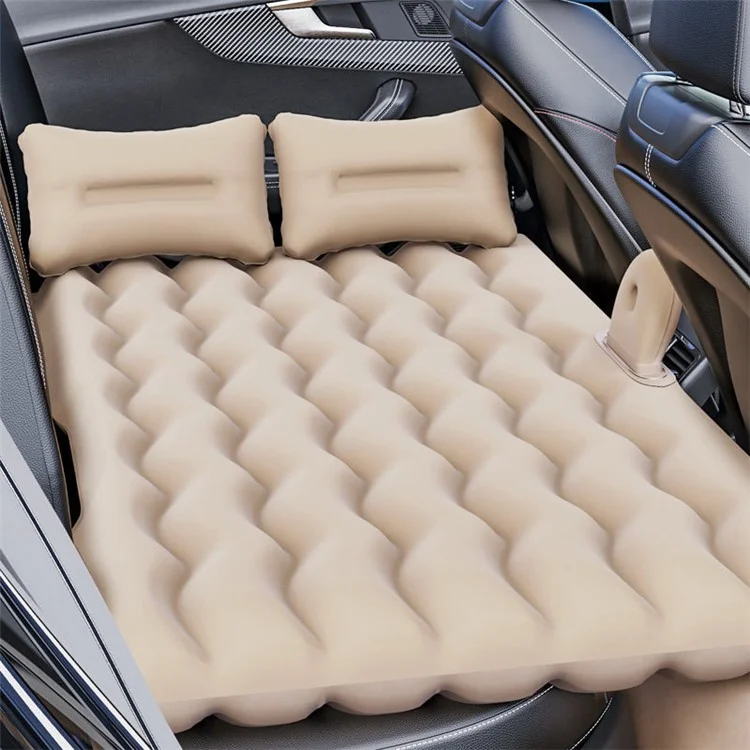 ZD-431 Air Inflation Bed SUV Truck Straight Stripe Sleeping Mat Car PVC Flocking Mattress - Beige