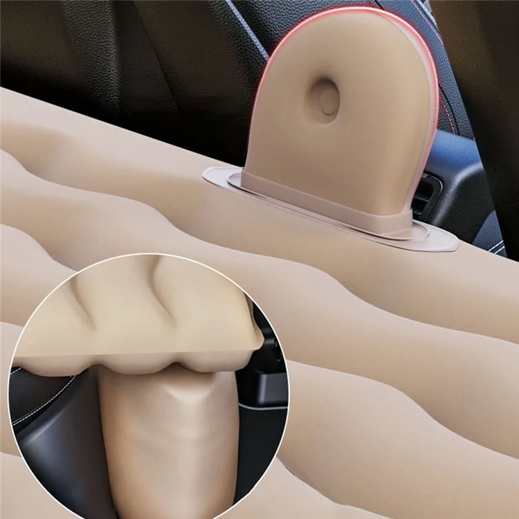 ZD-431 Air Inflation Bed SUV Truck Straight Stripe Sleeping Mat Car PVC Flocking Mattress - Beige