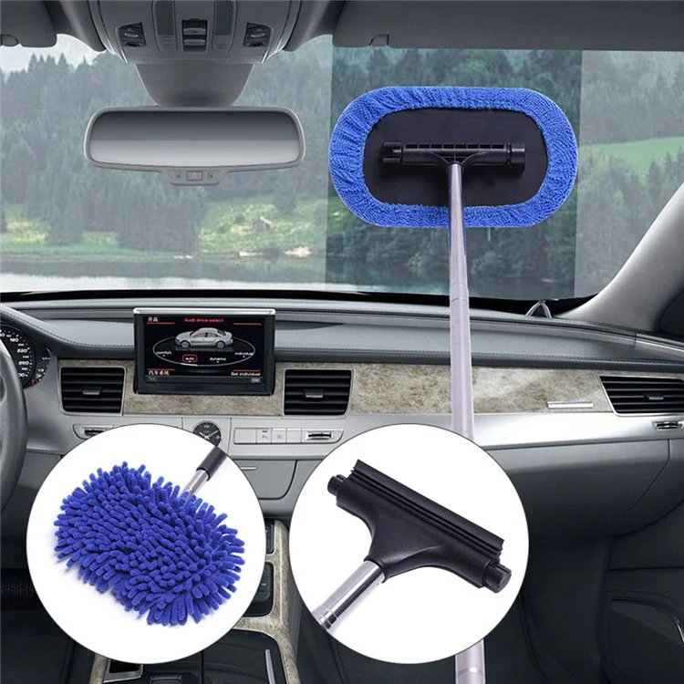 1297 3-in-1 Car Windshield Cleaning Wash Tool Interior Auto Glass Wiper with Extendable Handle Window Cleaner Brush