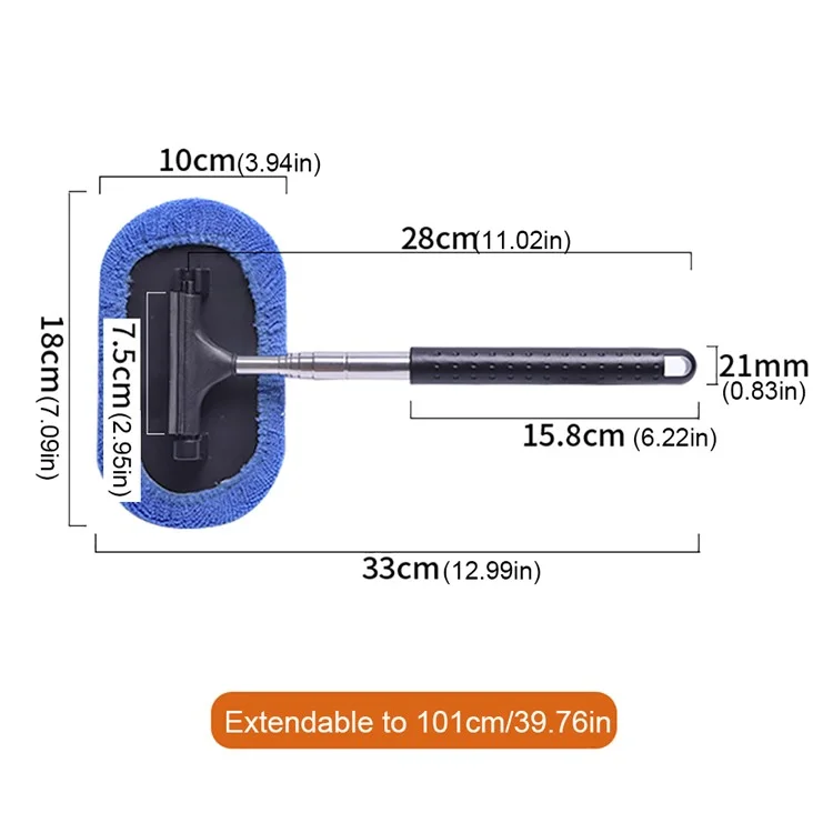 1297 3-in-1 Car Windshield Cleaning Wash Tool Interior Auto Glass Wiper with Extendable Handle Window Cleaner Brush