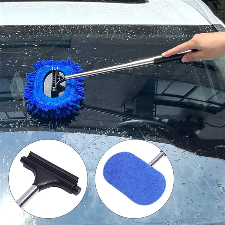 1297 3-in-1 Car Windshield Cleaning Wash Tool Interior Auto Glass Wiper with Extendable Handle Window Cleaner Brush