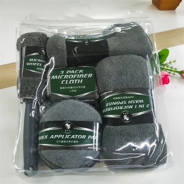 9Pcs / Set Car Wash Kit Auto Detailing Washing Tools for Cleaning Windshield Hood Doors Windows - Grey / PVC