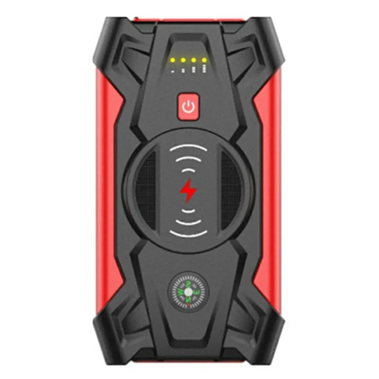 J13 Tragbarer Autostarthilfe mit Reifenaufpumpstation, 12V Autonotfall-Starter Kabellose Aufladung Powerbank (EU Stecker)