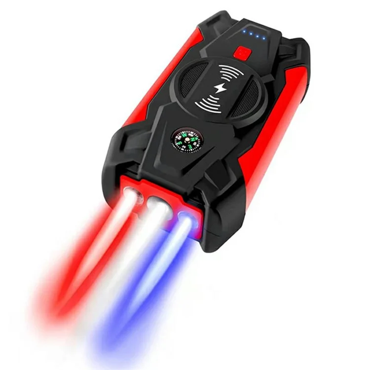 J13 Tragbarer Autostarthilfe mit Reifenaufpumpstation, 12V Autonotfall-Starter Kabellose Aufladung Powerbank (EU Stecker)