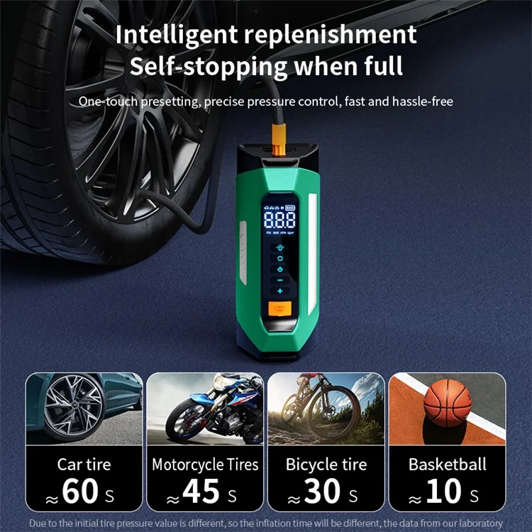 PS-219 All-in-One Emergency Start 6000mAh Battery Power Supply Vehicle Air Pump - Green