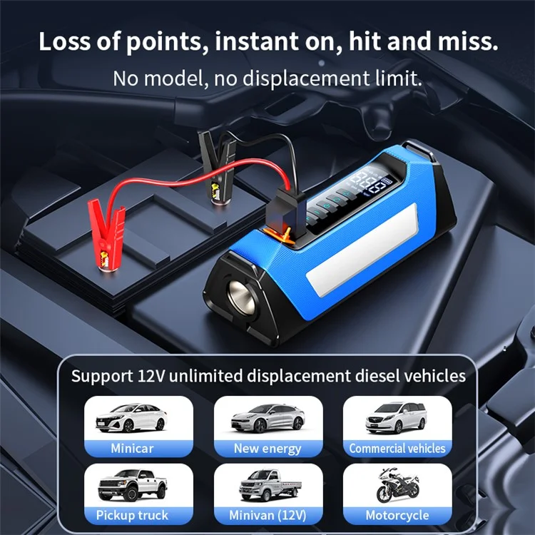 PS-219 All-in-One Emergency Start 6000mAh Battery Power Supply Vehicle Air Pump - Blue