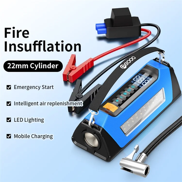 PS-219 All-in-One Emergency Start 6000mAh Battery Power Supply Vehicle Air Pump - Blue