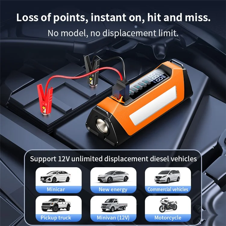 PS-219 All-in-One Emergency Start 6000mAh Battery Power Supply Vehicle Air Pump - Orange