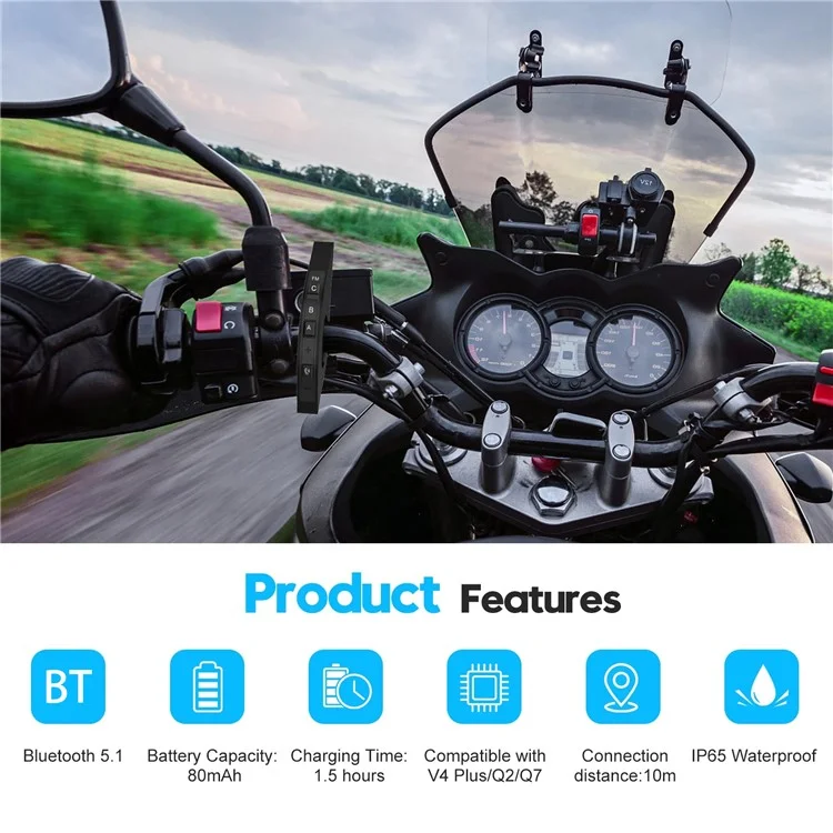 EJEAS EUC Motorrad-Intercom Bluetooth-Controller - Frequenzsteuerung, Anrufannahme, Musikwechsel