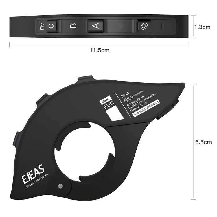 EJEAS EUC Motorrad-Intercom Bluetooth-Controller - Frequenzsteuerung, Anrufannahme, Musikwechsel