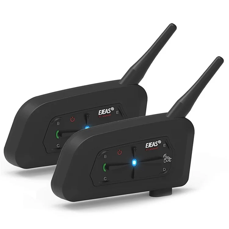 EJEAS V7 1 Paar Motorrad-Helm-Intercom Bluetooth 5.1 Headset 700m Drahtloser Kommunikator für 7 Fahrer