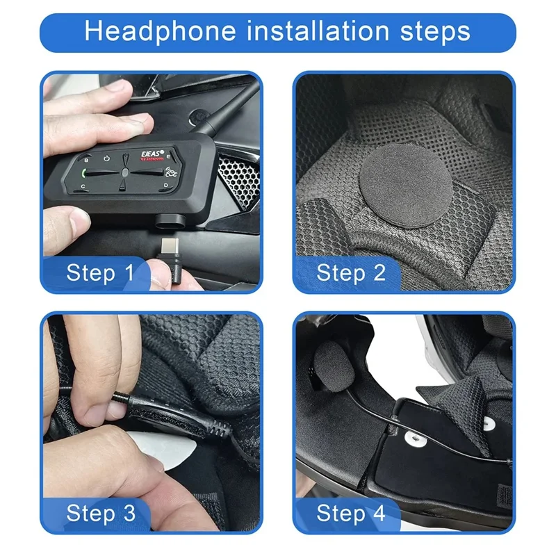 EJEAS V7 1 Paar Motorrad-Helm-Intercom Bluetooth 5.1 Headset 700m Drahtloser Kommunikator für 7 Fahrer