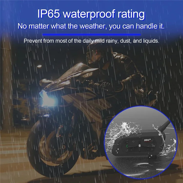 EJEAS V7 1 Paar Motorrad-Helm-Intercom Bluetooth 5.1 Headset 700m Drahtloser Kommunikator für 7 Fahrer