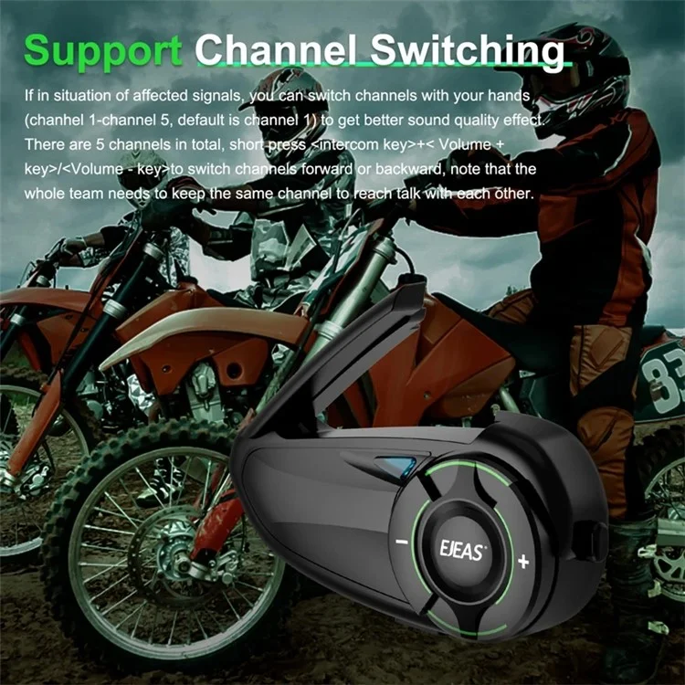EJEAS Q8 Mesh3.0 Intercom Motorrad-Helm Bluetooth Headset für 6 Fahrer
