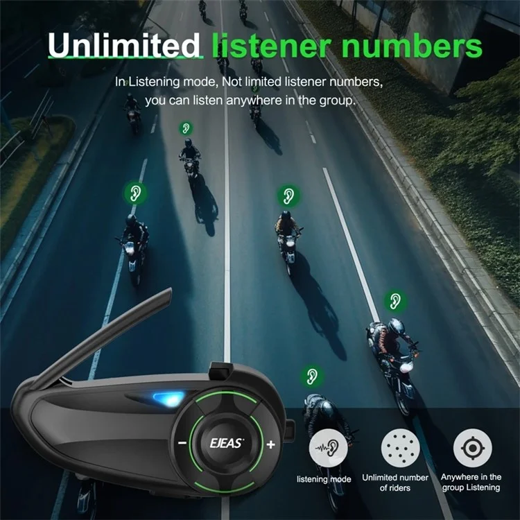 EJEAS Q8 Mesh3.0 Intercom Motorrad-Helm Bluetooth Headset für 6 Fahrer