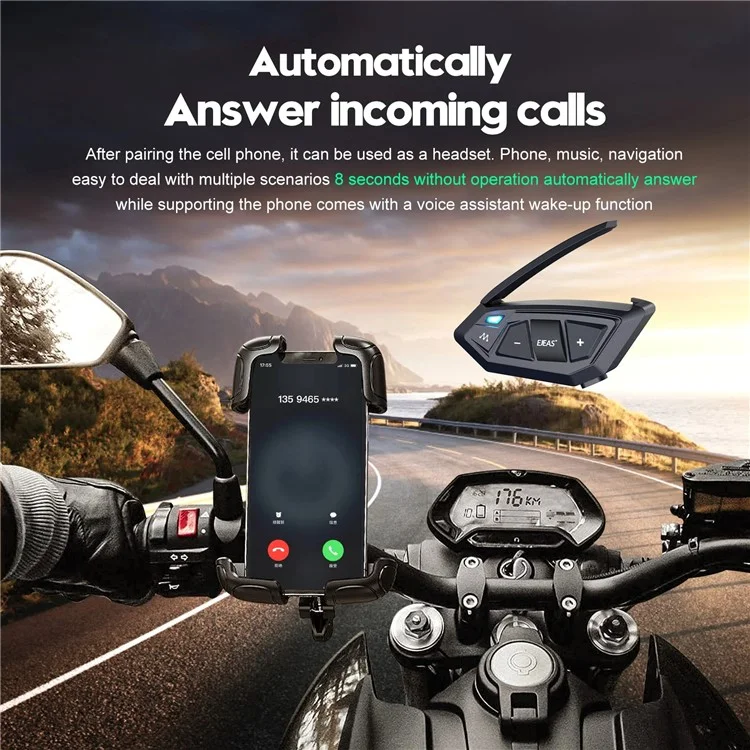 EJEAS MS20 2 piezas Intercomunicador de casco de motocicleta Bluetooth Auricular Intercomunicador inalámbrico Mesh para 20 jinetes (Certificado CE)