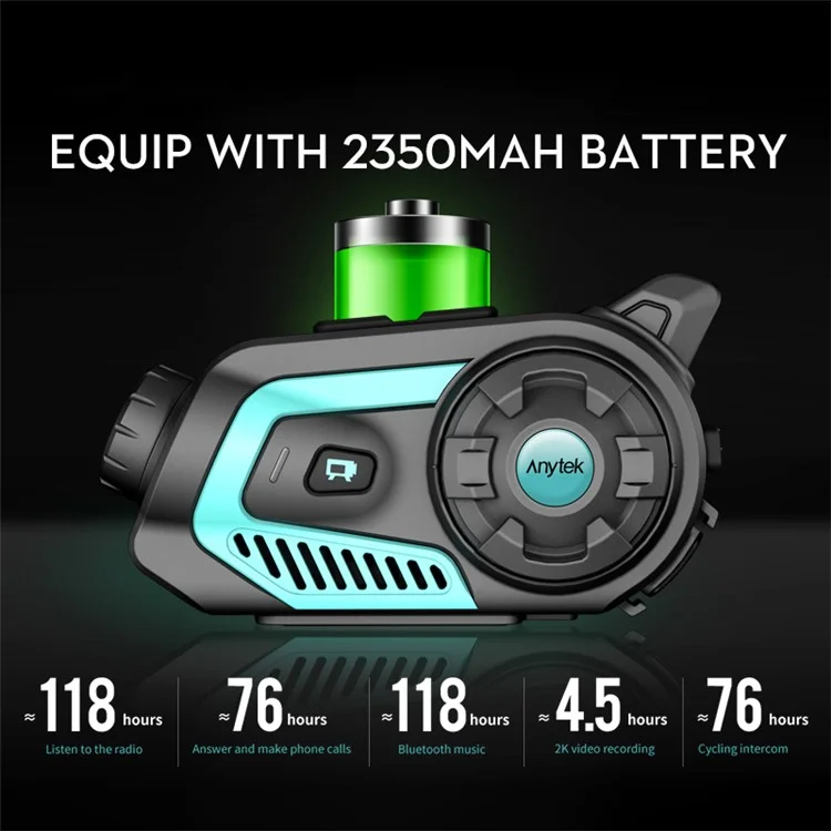 Intercomunicador de motocicleta S40 a prueba de agua Bluetooth Intercomunicador de casco de motocicleta Grabadora de vídeo