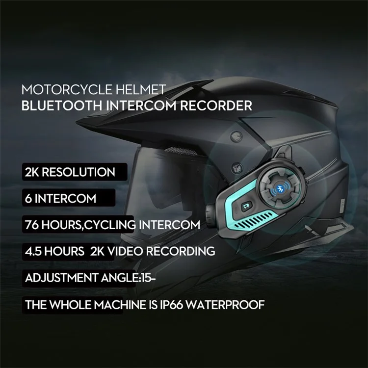 S40 Motorcycle Intercom Waterproof Bluetooth Motorbike Helmet Interphone Video Recorder