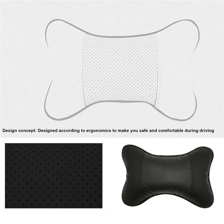 Cuscino poggiatesta per auto confortevole, morbido e traspirante - Cuscino per il collo per auto, sostegno per il collo per auto, cuscino poggiatesta per auto, design ergonomico per alleviare la fatica del collo - Nero