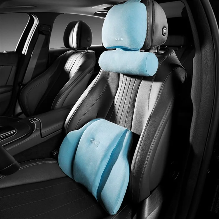 QUEES Car Neck Pillow Headrest Pillow Lumbar Support Waist Cushion Pad Auto Vehicle Supply - Grey