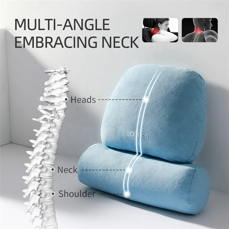QUEES Car Neck Pillow Headrest Pillow Lumbar Support Waist Cushion Pad Auto Vehicle Supply - Grey