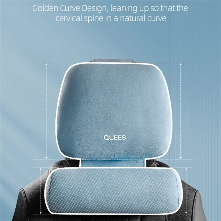 QUEES Car Neck Pillow Headrest Pillow Lumbar Support Waist Cushion Pad Auto Vehicle Supply - Grey