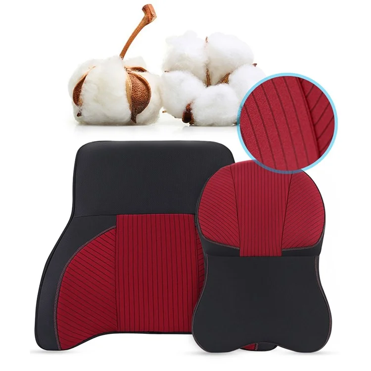 Xionguan TK024AB 2 Pcs Seato de Car Seat Rechest Collot + Soporte de Soporte Lumbar Juego de Cojín - Negro / Rojo