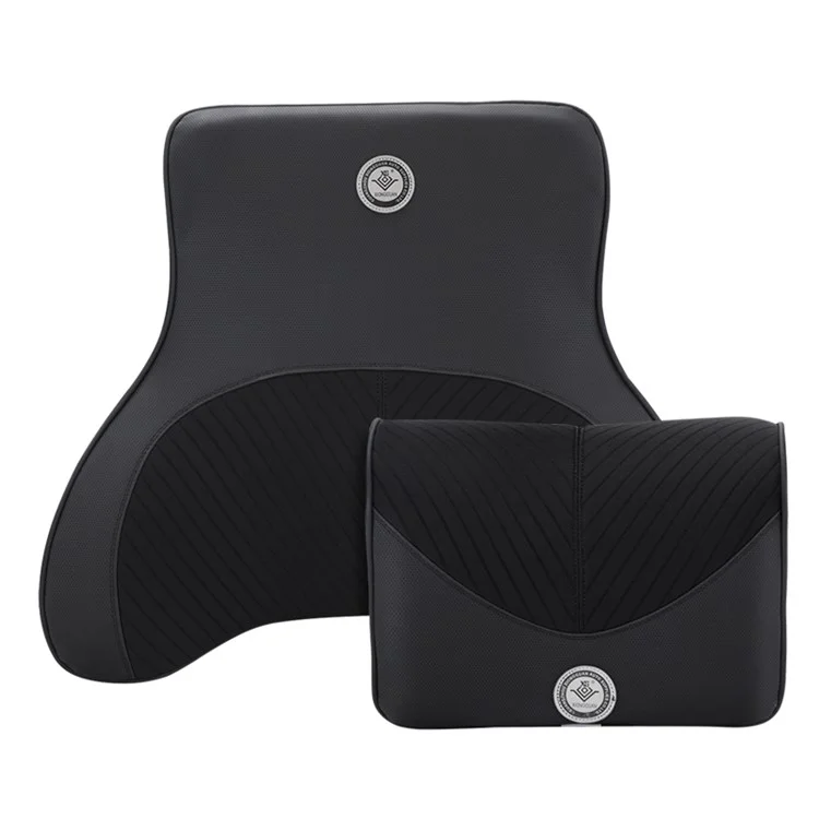 Xiongguan TK004AB Memory Foam Asiento Del Asiento Del Asiento Lumbar Cushion + Headrest Pillow - Negro