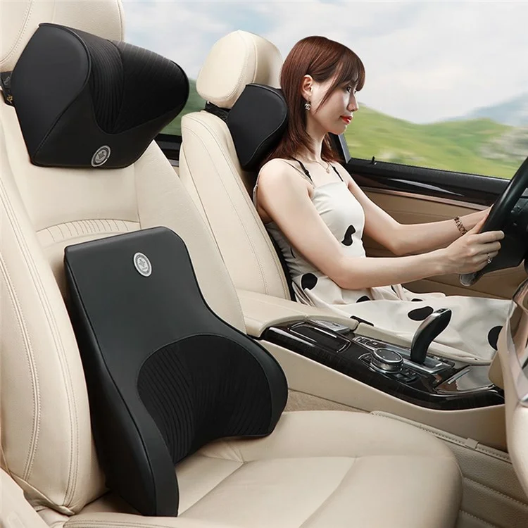 Xiongguan TK004AB Memory Foam Asiento Del Asiento Del Asiento Lumbar Cushion + Headrest Pillow - Negro
