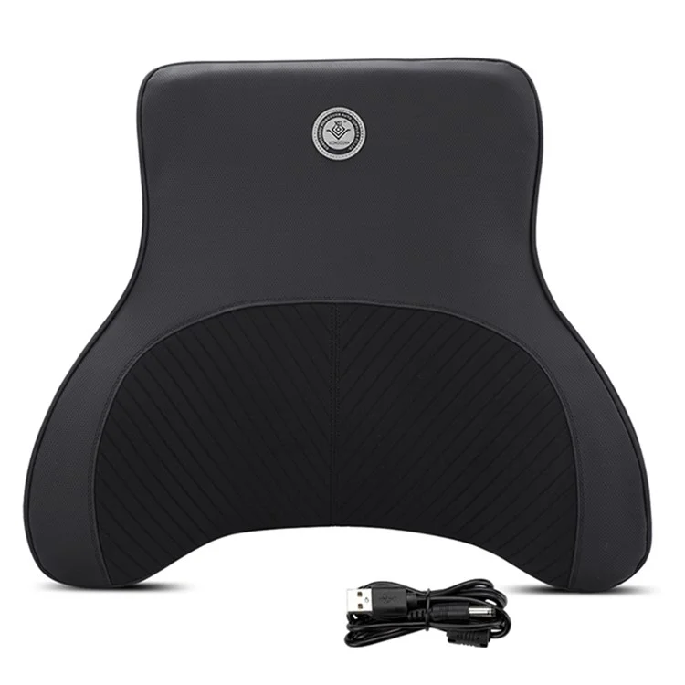 XIONGGUAN TK008B Car Lumbar Support Cushion PVX+Mesh Cloth Lumbar Cushion with Electric Massage Function for Office Traveling - Black