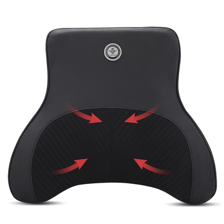 XIONGGUAN TK008B Car Lumbar Support Cushion PVX+Mesh Cloth Lumbar Cushion with Electric Massage Function for Office Traveling - Black