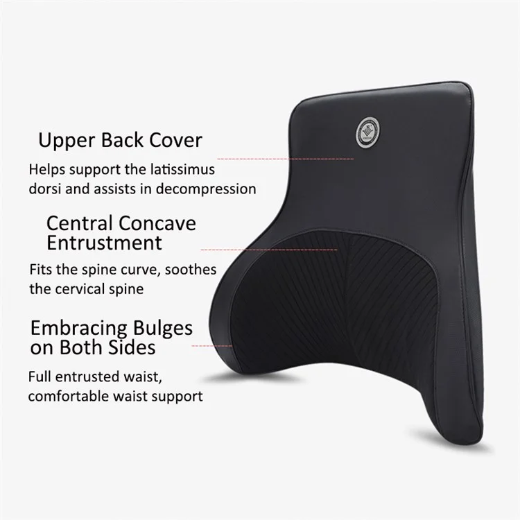 Xiongguan TK004B Seat De Assento De Carro Suporte Lombar Memória De Almofada Cintura De Espuma Pillow Rest - Preto
