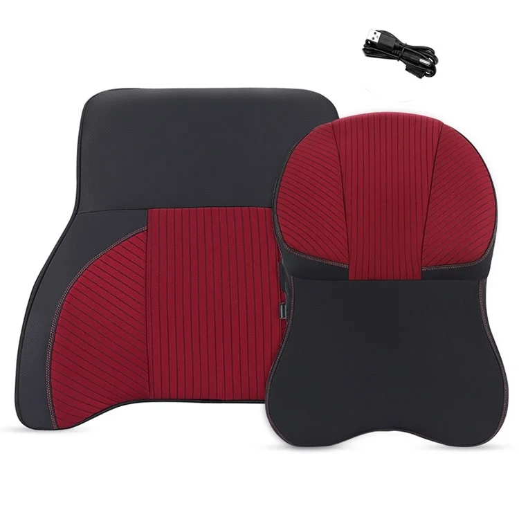 Xiongguan TK023AB Cuscino di Supporto Lombare Per Sedile Per Auto in Memory Foam di Auto Massaggio Elettrico Cuscino di Supporto Lombare Con Cuscino Per L'ufficio Per Viaggiare in Ufficio - Nero / Rosso