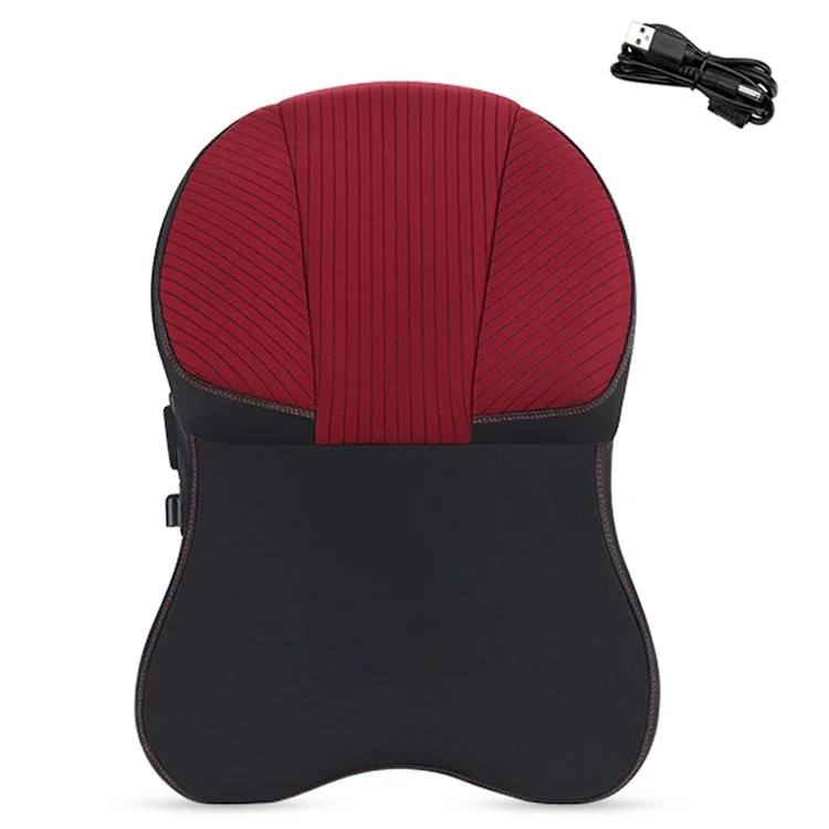 XIONGGUAN TK023AB Lumbar Support Cushion for Car Memory Foam Car Seat Electric Massage Lumbar Support Cushion with Headrest Pillow for Office Traveling - Black / Red