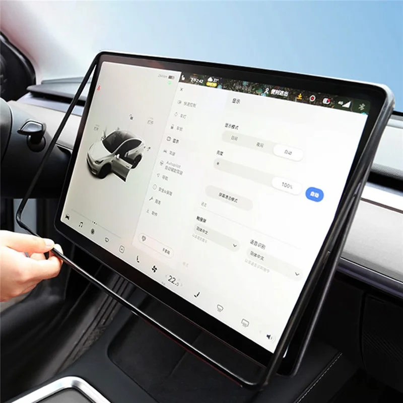 Écran de Console de Centre Automobile Décoration D'outils de Cadre D'installation Facile Pour Tesla Modèle 3 Modèle Y - Blanche